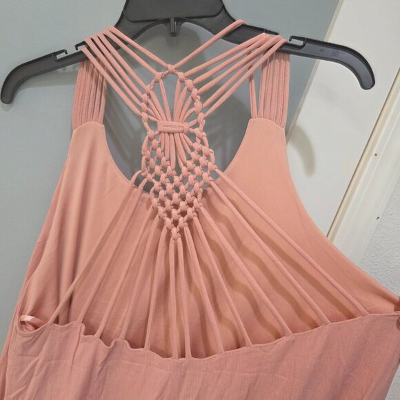 JustFab Pink Macrame-Back Maxi Dress XXL NWOT | Boho Summer Beach Vibes - Picture 8 of 12